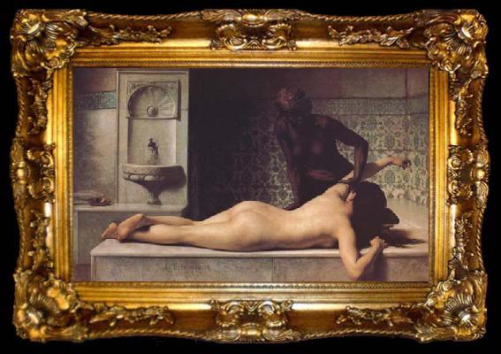 framed  Edouard Debat Ponsan Le Massage scene de hammam (mk32), ta009-2